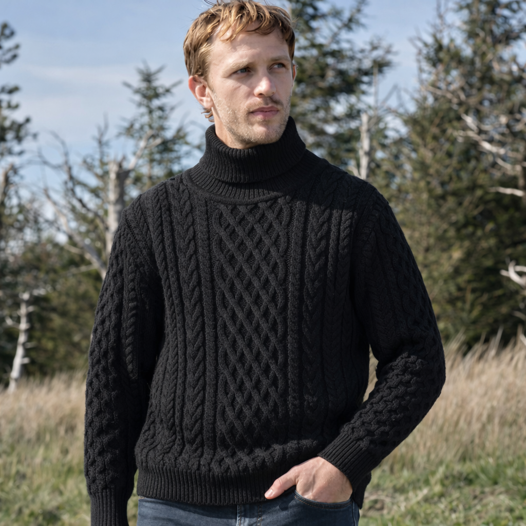 Origen | Jersey de cuello alto de pescador de punto premium