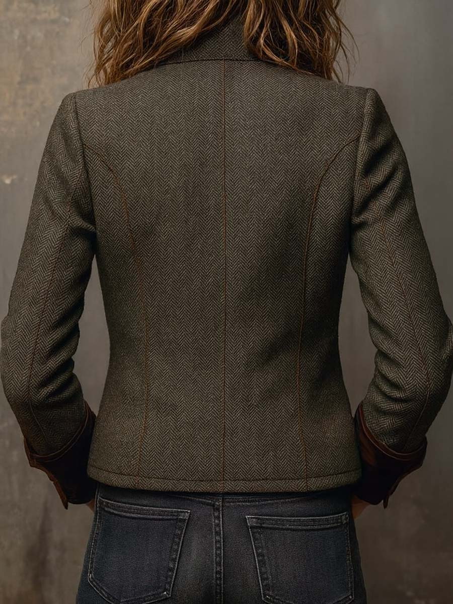 Dakota | Blazer de tweed con ribetes de terciopelo