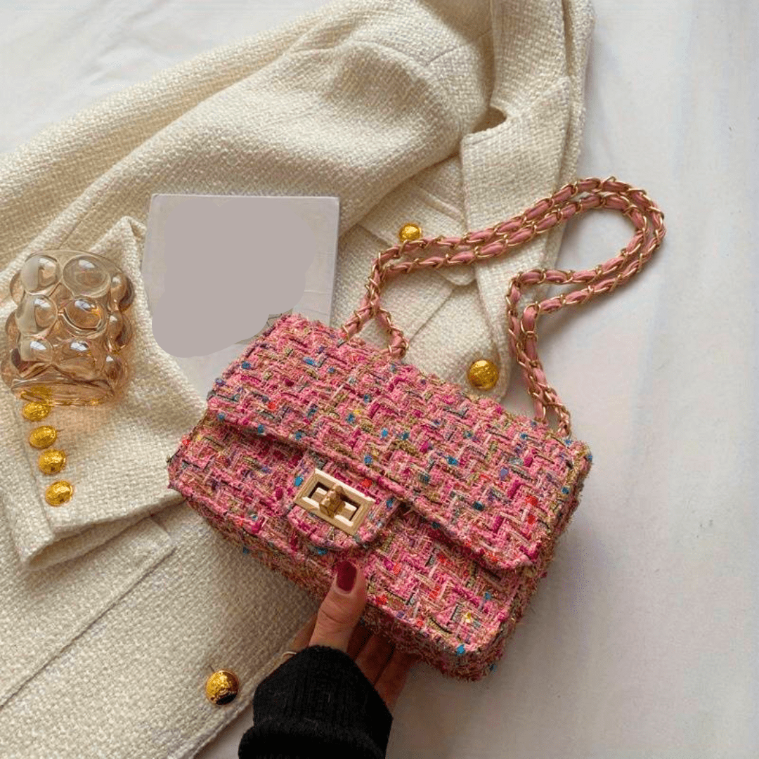 Bolso bandolera Mini Tweed | Correa de cadena dorada