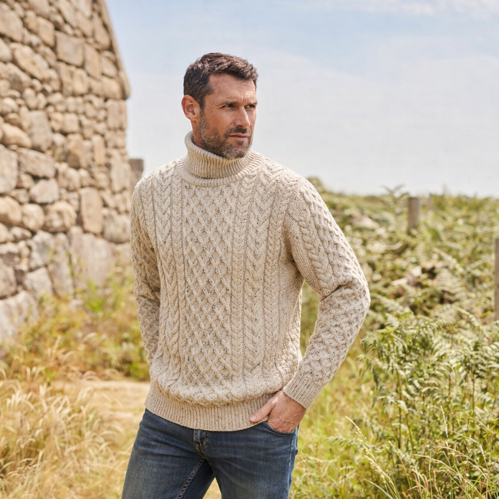 Origen | Jersey de cuello alto de pescador de punto premium