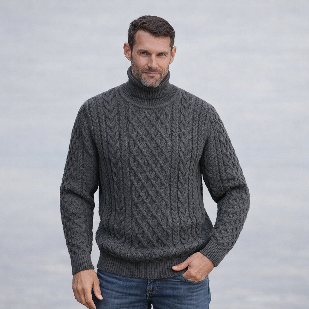 Origen | Jersey de cuello alto de pescador de punto premium