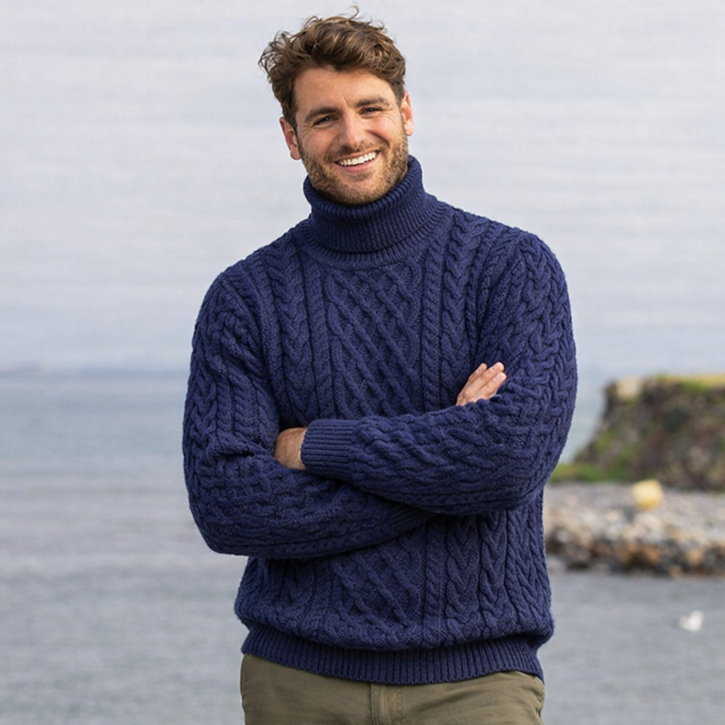 Origen | Jersey de cuello alto de pescador de punto premium