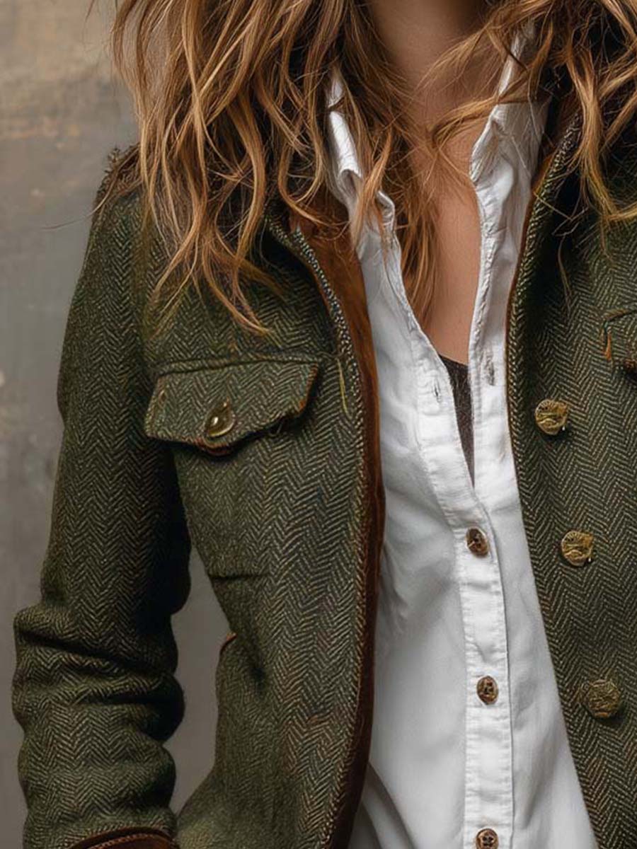 Dakota | Blazer de tweed con ribetes de terciopelo