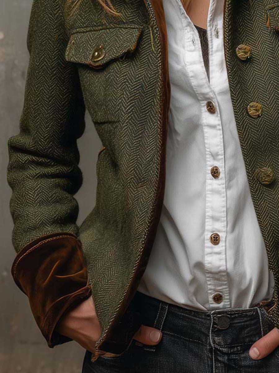 Dakota | Blazer de tweed con ribetes de terciopelo