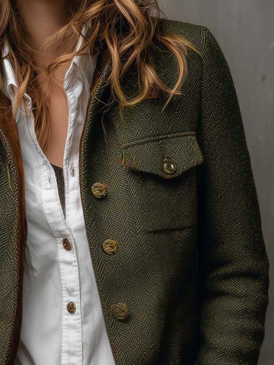 Dakota | Blazer de tweed con ribetes de terciopelo