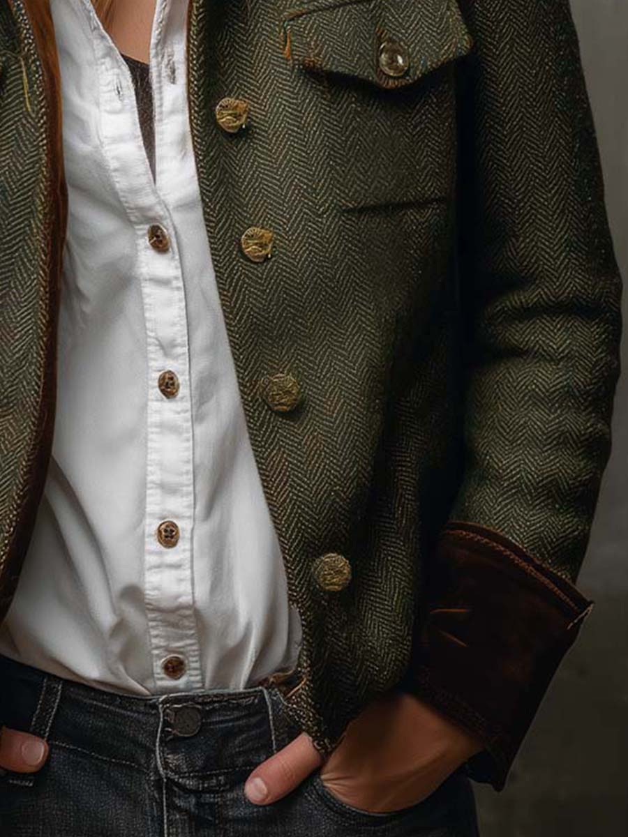 Dakota | Blazer de tweed con ribetes de terciopelo
