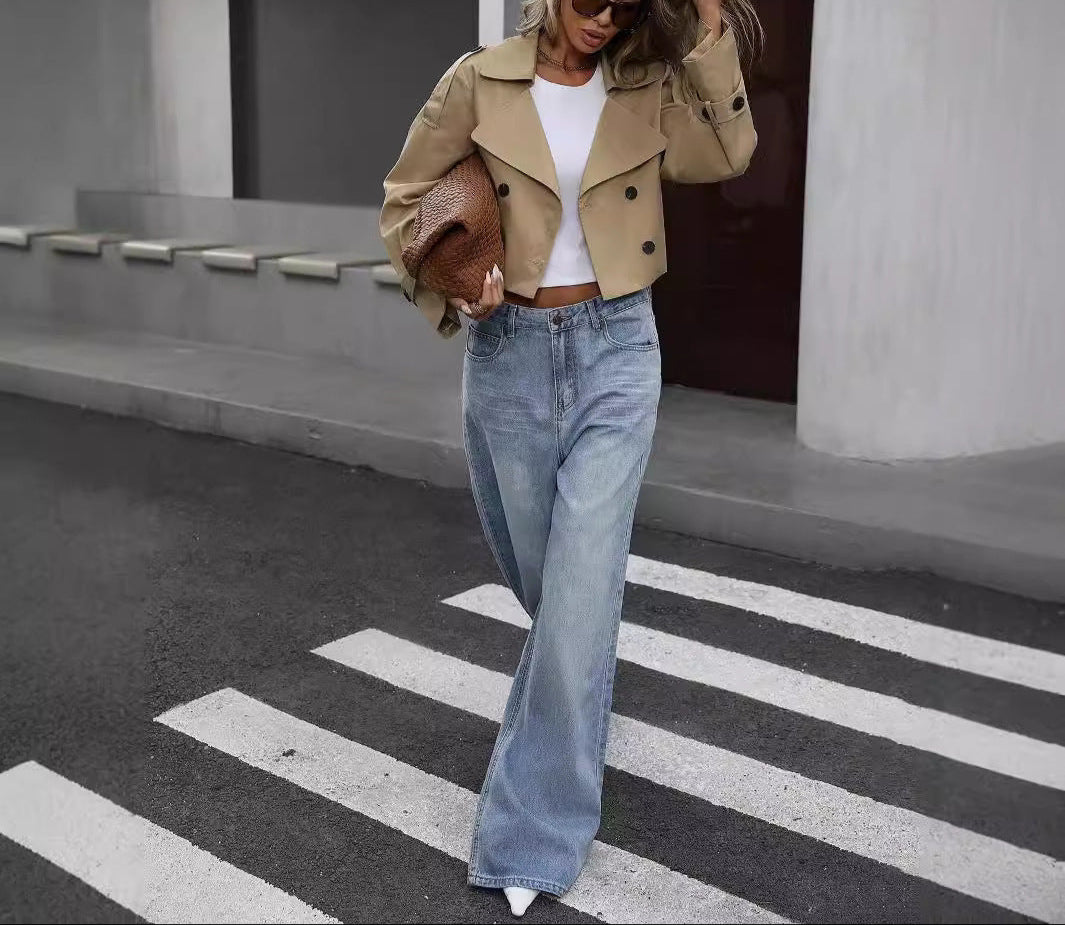 Amelia | Chaqueta trench corta de doble botonadura para mujer