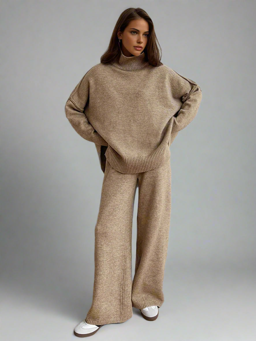 Elisa | Conjunto de chándal con jersey de cuello alto de punto suave