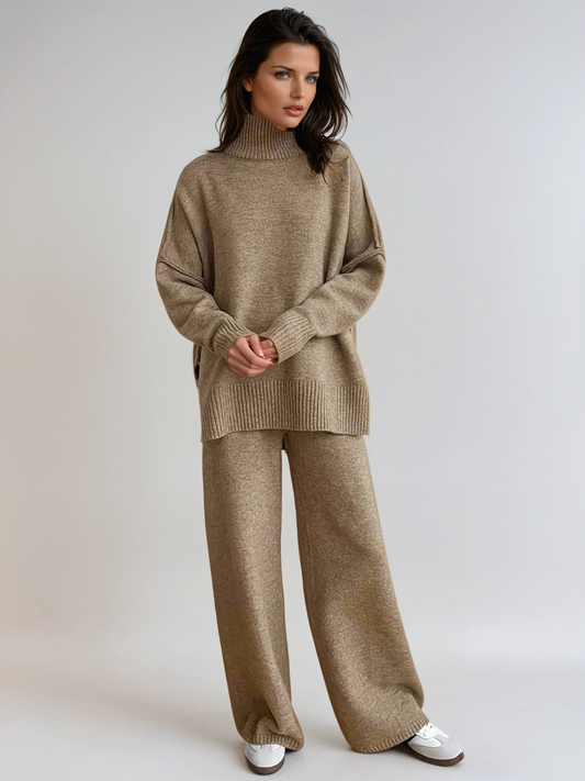 Elisa | Conjunto de chándal con jersey de cuello alto de punto suave