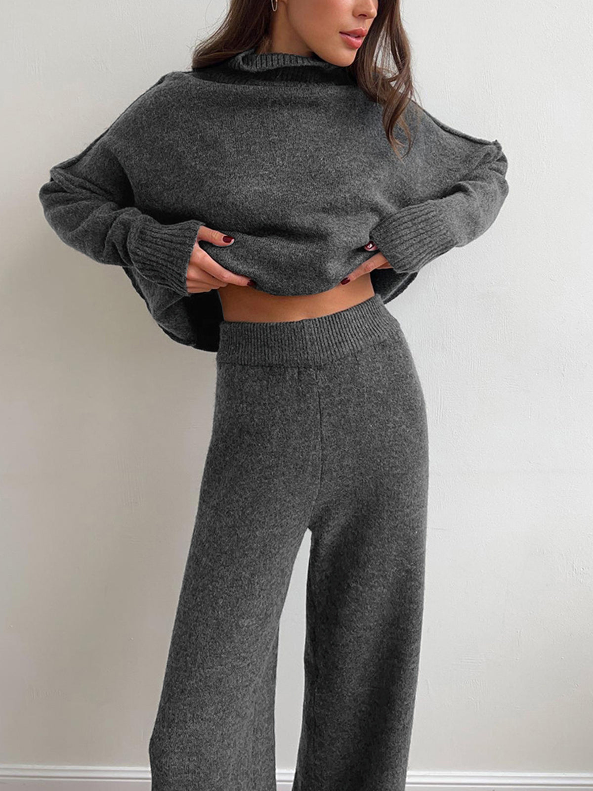 Elisa | Conjunto de chándal con jersey de cuello alto de punto suave