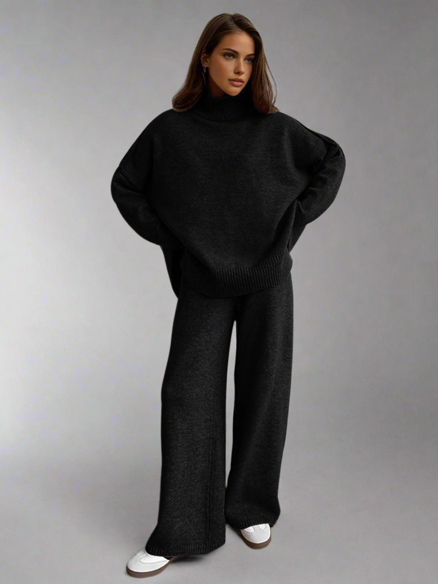 Elisa | Conjunto de chándal con jersey de cuello alto de punto suave