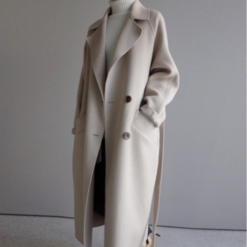 Alicia| Elegante gabardina de imitación de lana para mujer