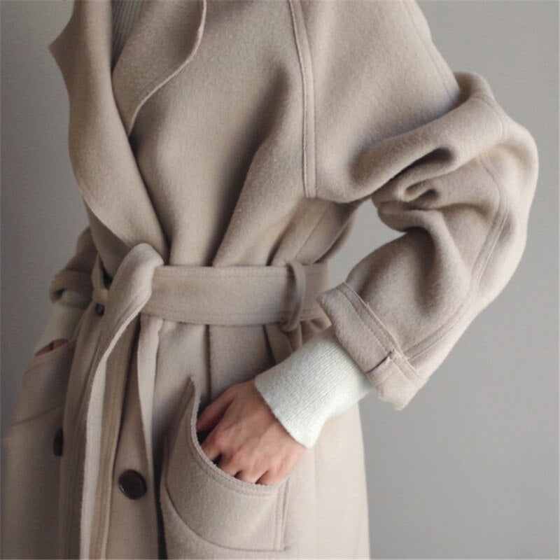 Alicia| Elegante gabardina de imitación de lana para mujer