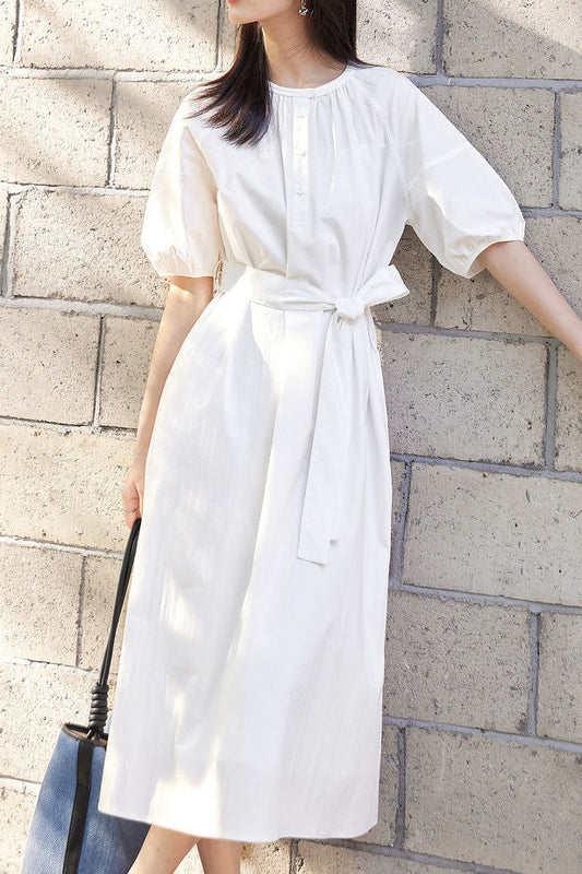 Bibi |  Vestido midi con lazo en la cintura