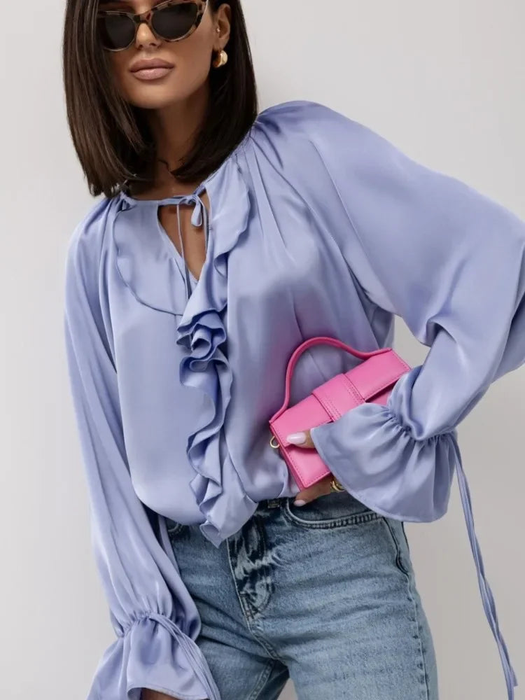 Amara | Blusa de satén con volantes
