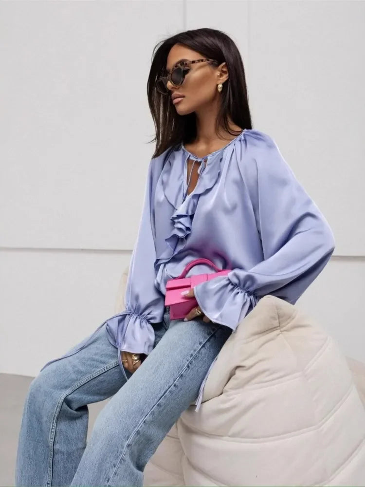 Amara | Blusa de satén con volantes