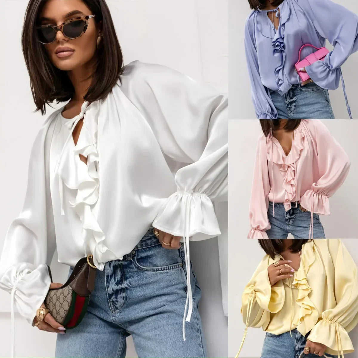 Amara | Blusa de satén con volantes