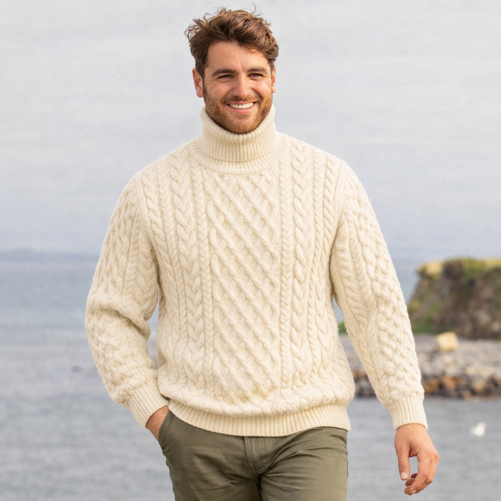 Origen | Jersey de cuello alto de pescador de punto premium