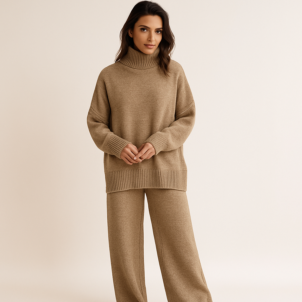 Elisa | Conjunto de chándal con jersey de cuello alto de punto suave
